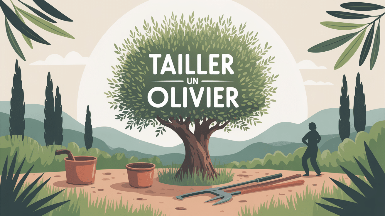 taille olivier au jardin ensoleillé avec outils