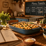 menu famille semaine sur table en cuisine