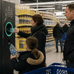 famille bouteille plastique recyclage borne supermarché