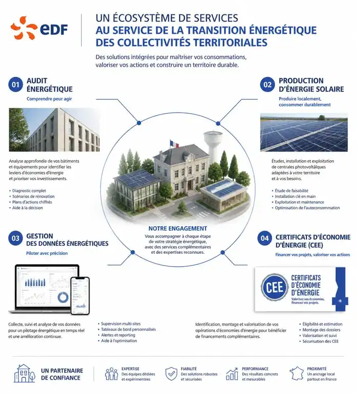 Services EDF pour les collectivités : audit, transition énergétique et gestion des données