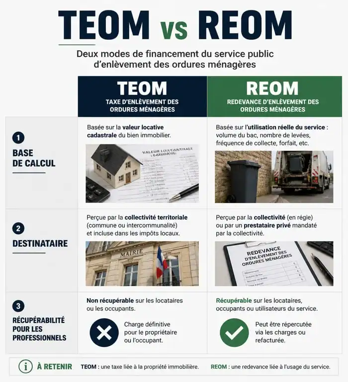 Comparatif TEOM et REOM pour la récupération de la taxe d'ordures ménagères