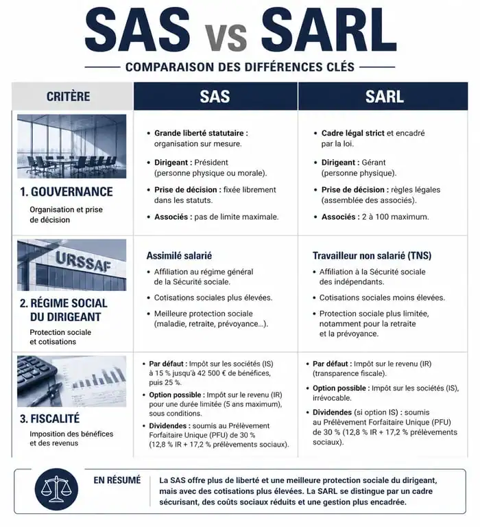 Comparatif SAS vs SARL pour le choix du statut juridique