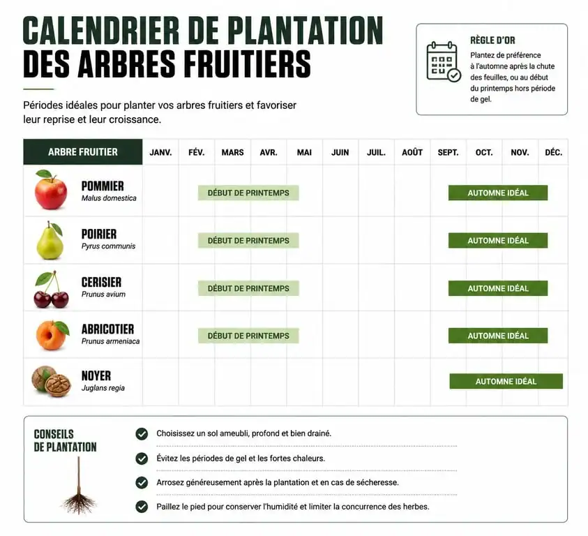 Calendrier de plantation des arbres fruitiers : périodes idéales pour réussir la plantation au jardin