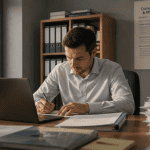 fonctionnaire et auto entrepreneur travaillant au bureau