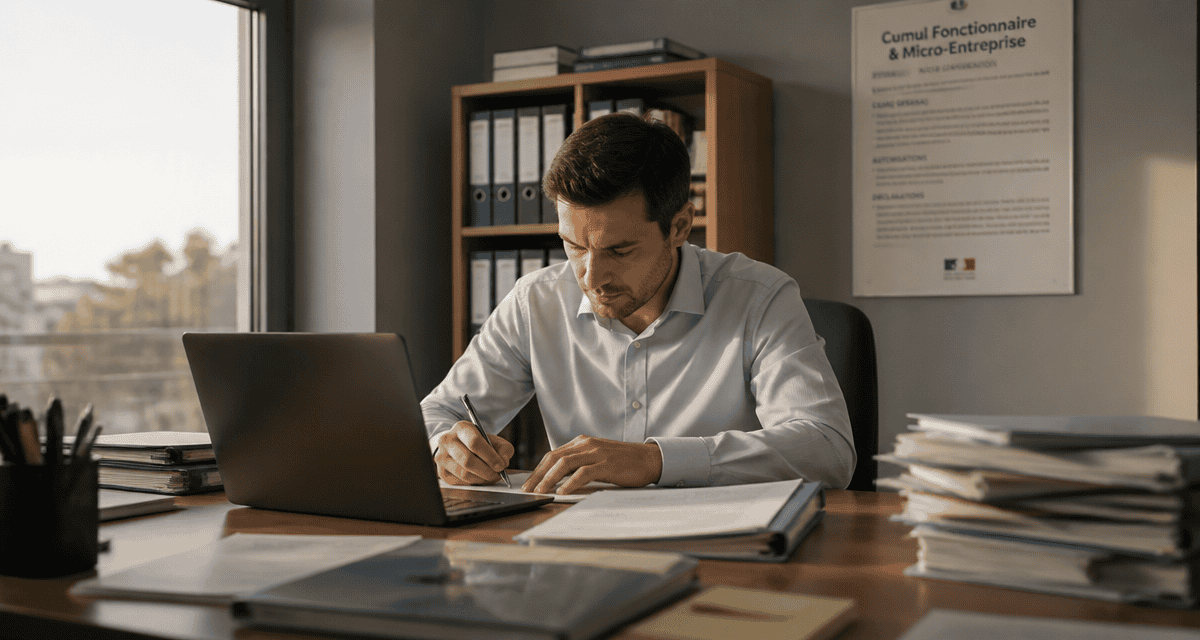fonctionnaire et auto entrepreneur travaillant au bureau