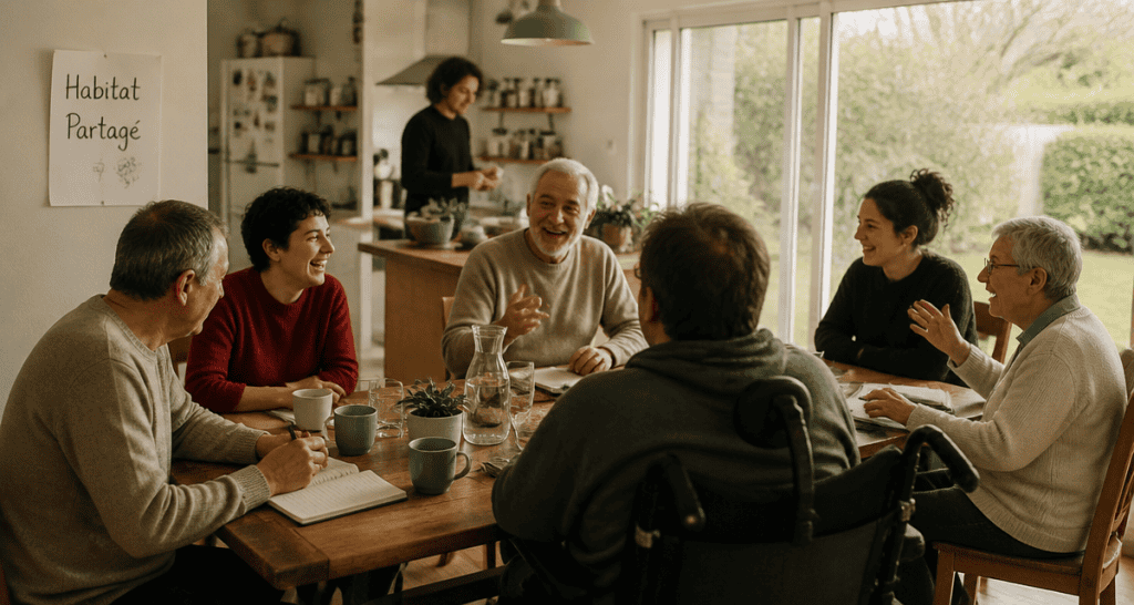 habitat partagé seniors handicap salon convivial