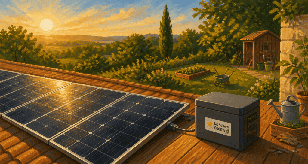 kit solaire autoconsommation 6000w avec batterie sur toit