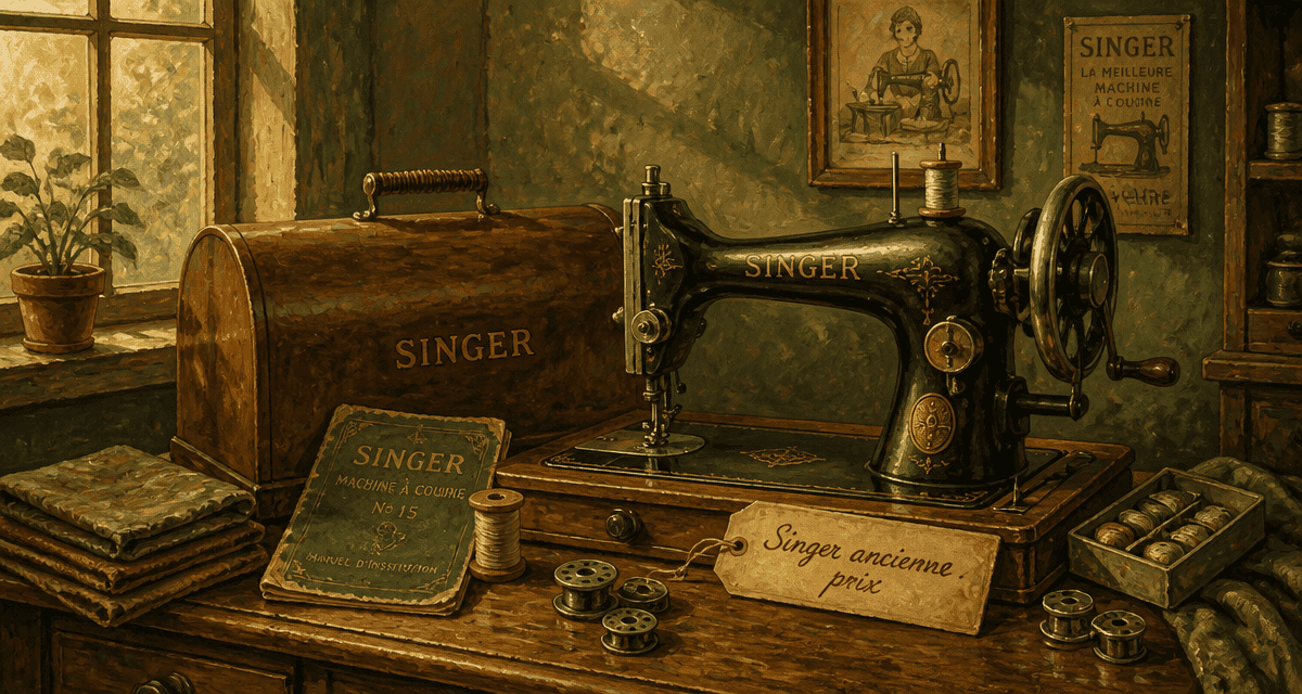 singer machine à coudre ancienne prix sur meuble bois vintage