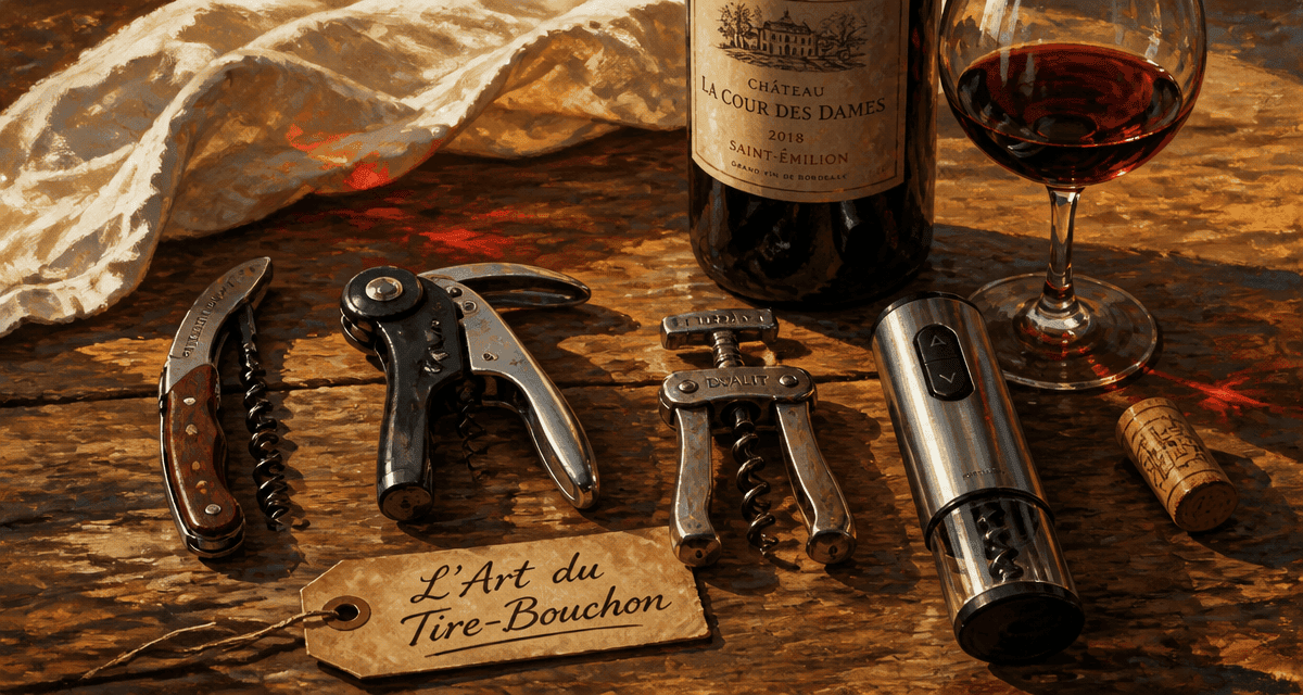 Quatre tir bouchon sur table bois