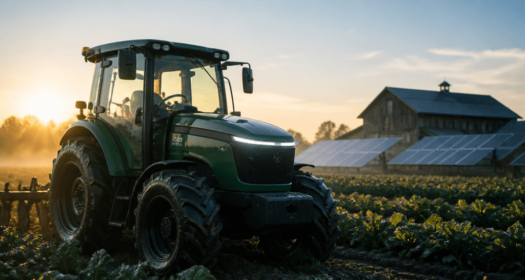 tracteur electrique moderne dans un champ