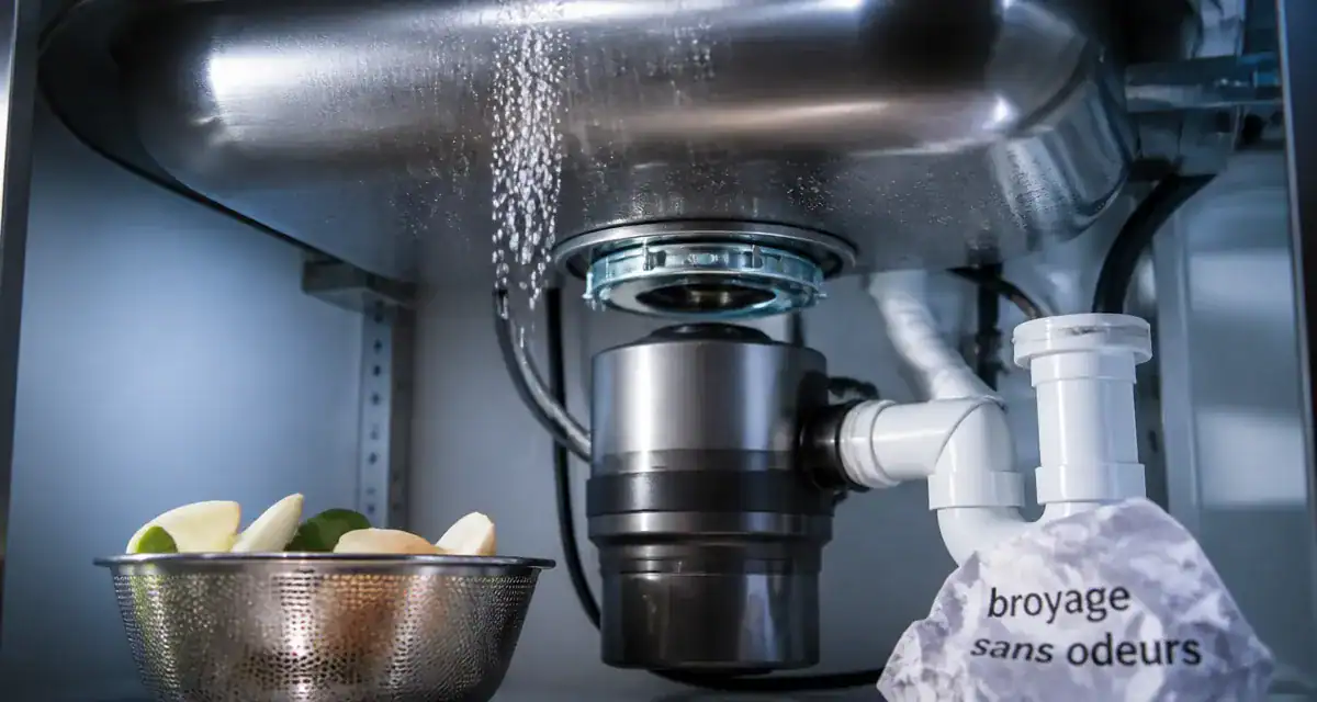 broyeur pour evier sous l’évier en acier inox, bonde ouverte