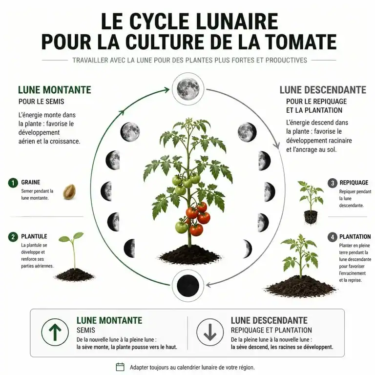 Calendrier lunaire pour le semis et la plantation des tomates : guide des phases montantes et descendantes