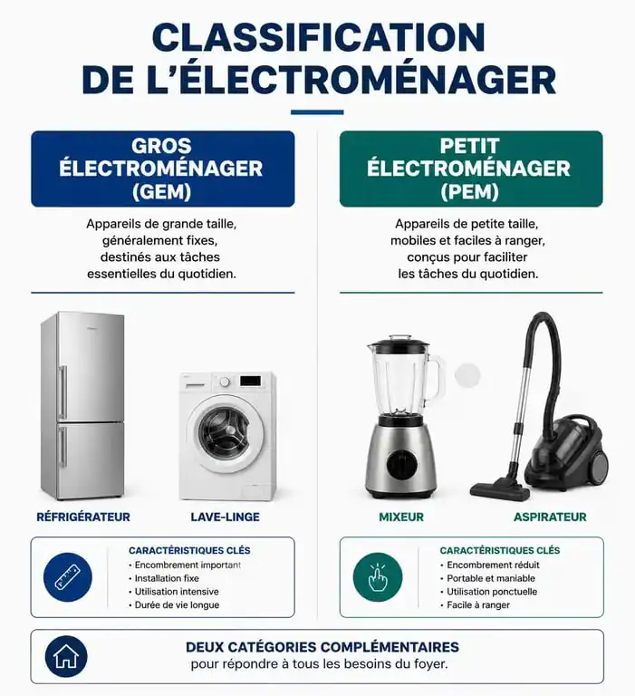 Infographie comparative entre le gros électroménager et le petit électroménager