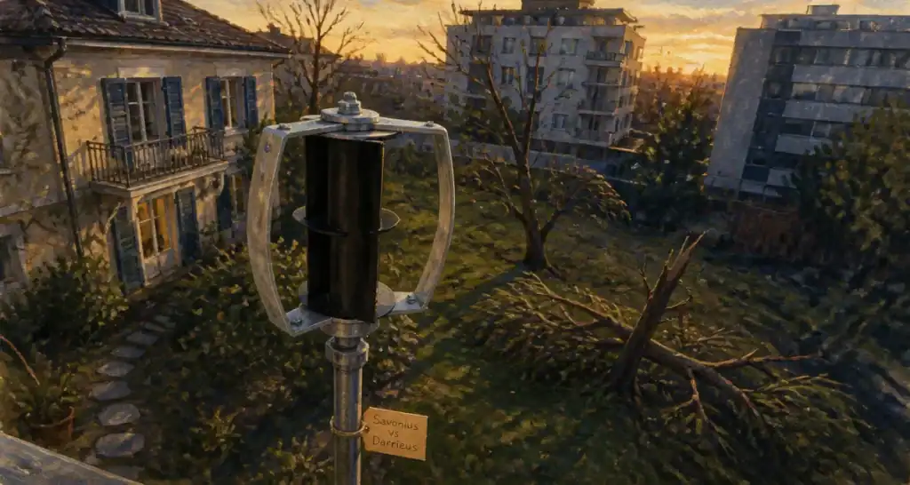 Éolienne verticale Savonius vs Darrieus par vent faible