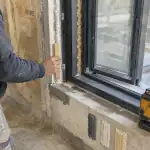 Installation baie vitree : pose sur rejingot, mastic et mousse pour étanchéité parfaite