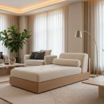 Méridienne dans un salon lumineux et contemporain