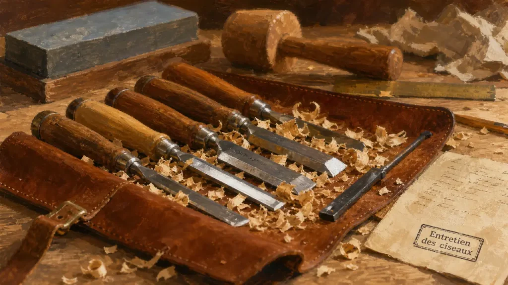 Ciseaux à bois : acier, bédane et affûtage pour une coupe nette
