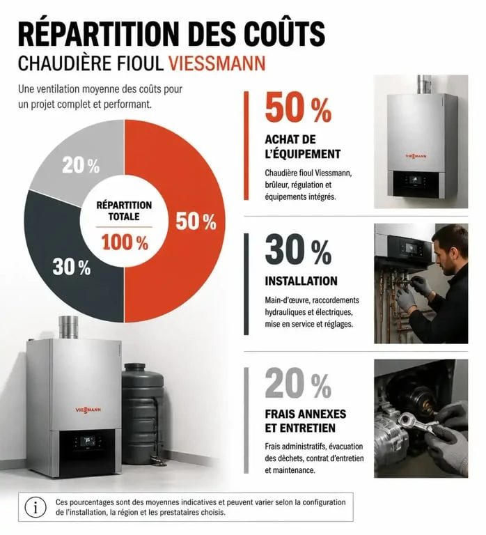 Répartition des coûts d'une chaudière fioul prix Viessmann : achat, installation et entretien