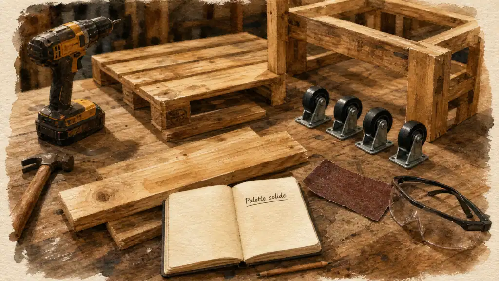 Fabriquer meuble palette : poncer et assembler une table en palettes