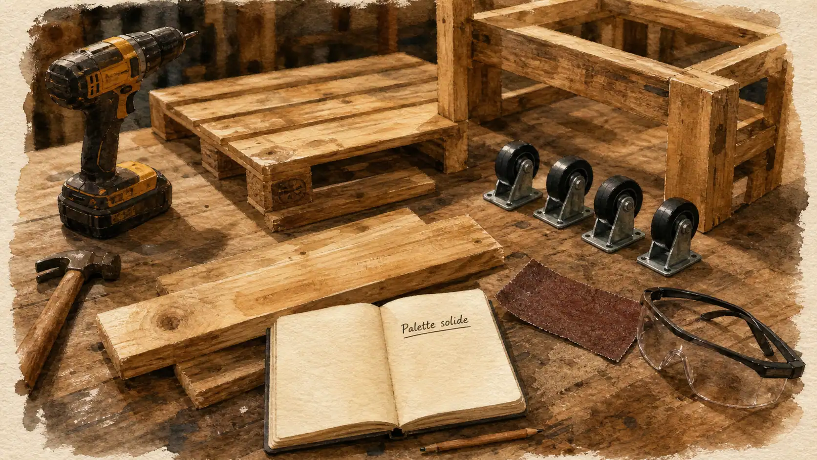 Fabriquer meuble palette : poncer et assembler une table en palettes
