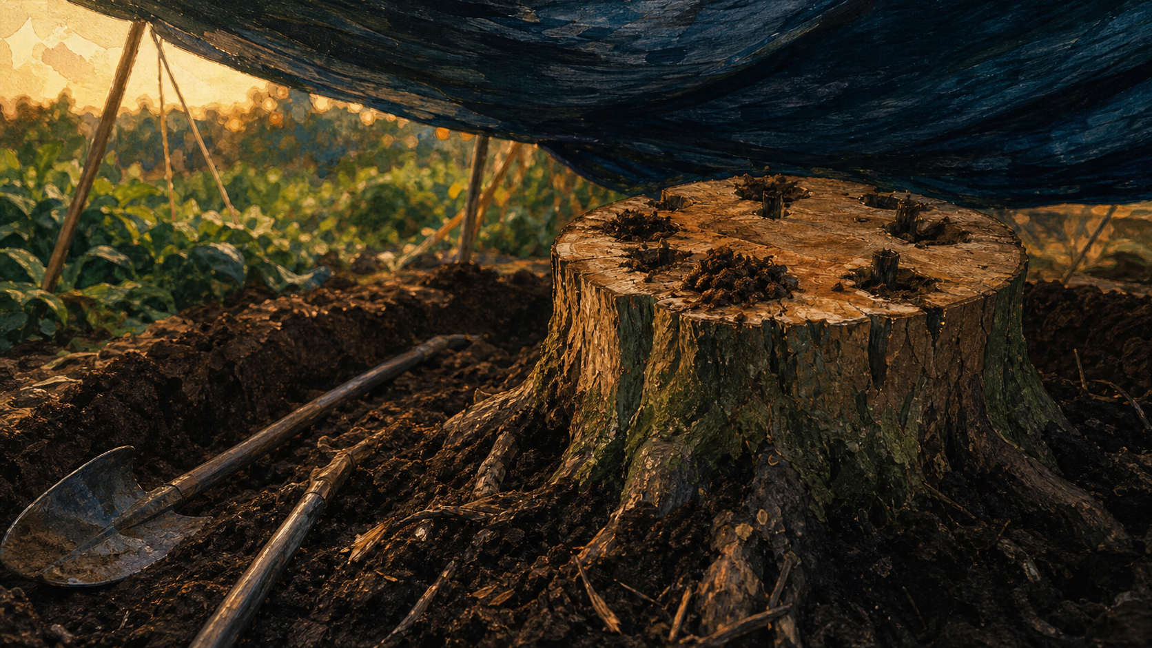 Faire crever une souche : tranchée, compost et décomposition sans produits chimiques