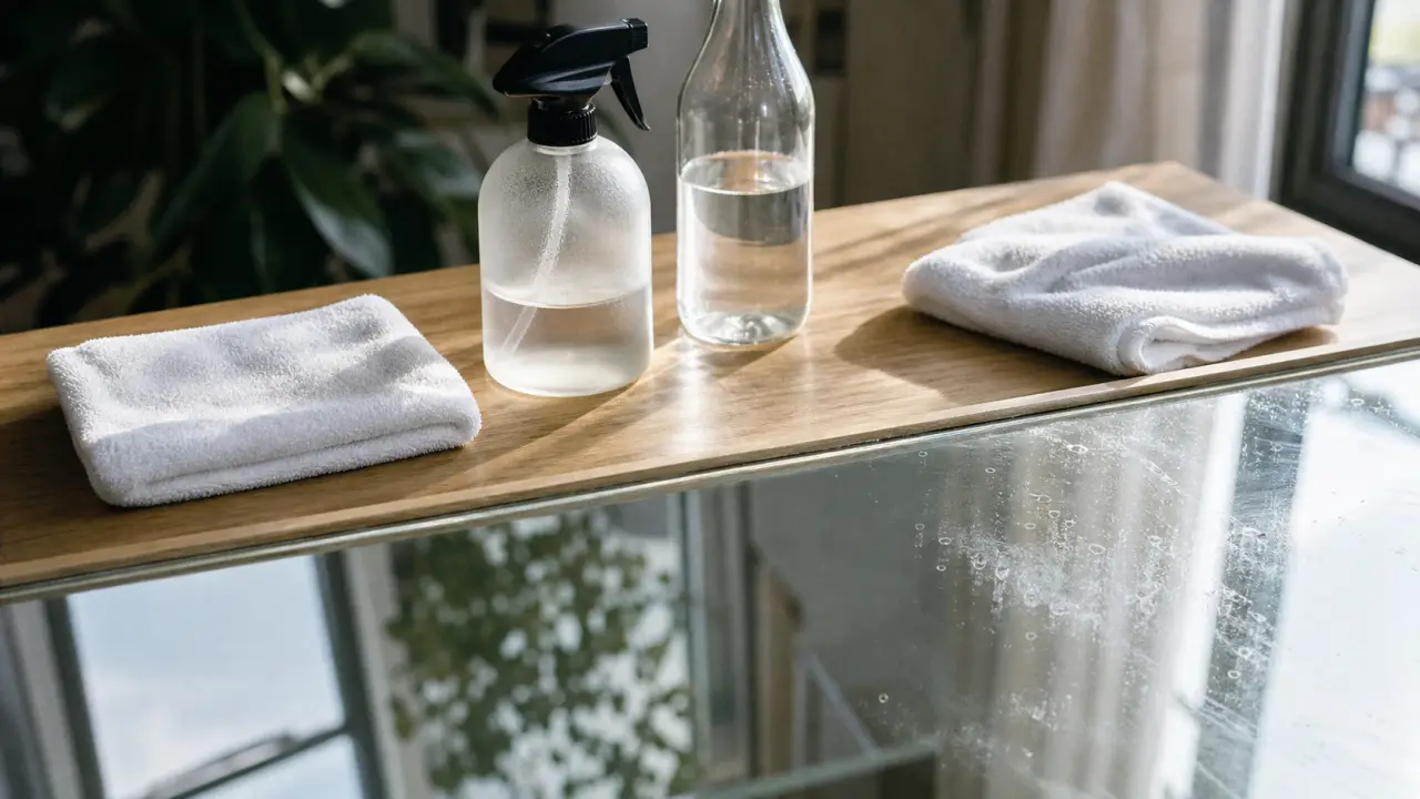 Nettoyant à vitre maison : vaporisateur eau-vinaigre et microfibres