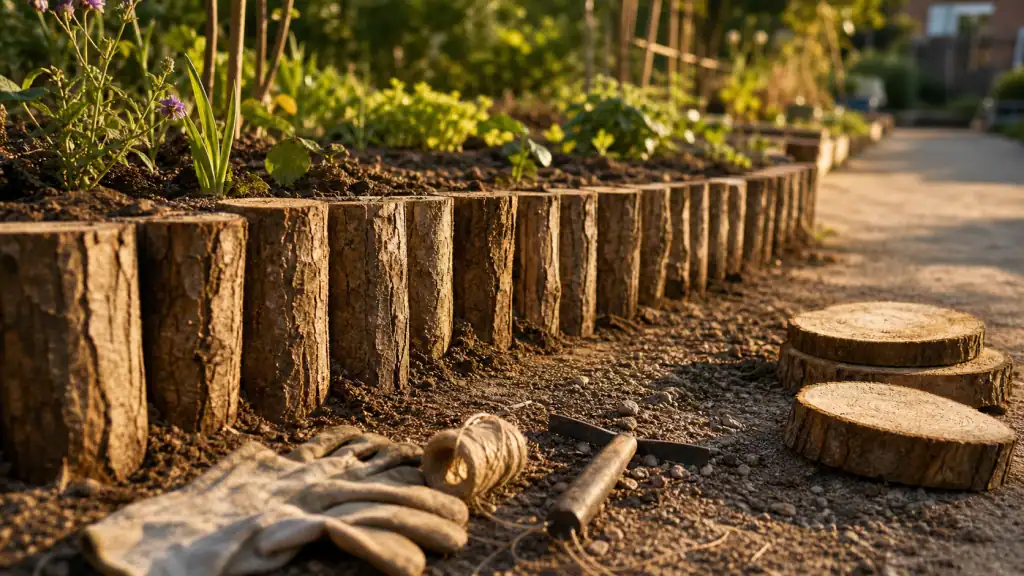 Bordure de jardin avec rondins de bois : que faire avec des rondins de bois dans le jardin