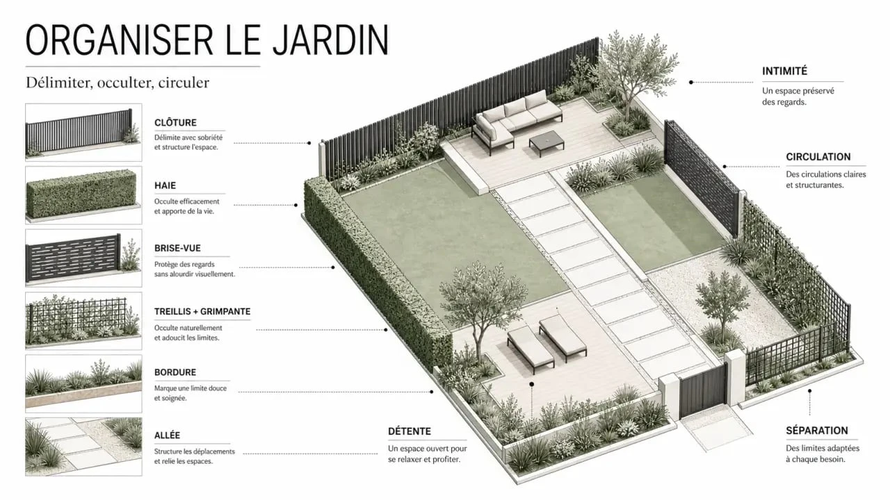Aménagement des jardins : comparatif visuel des solutions pour l’intimité, la circulation et la structuration