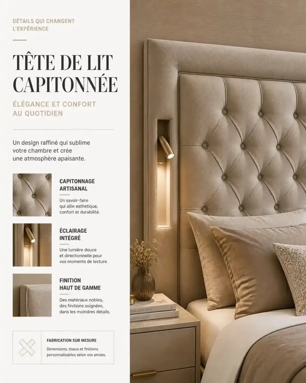 Tête de lit capitonnée pour une chambre adulte chic et confortable