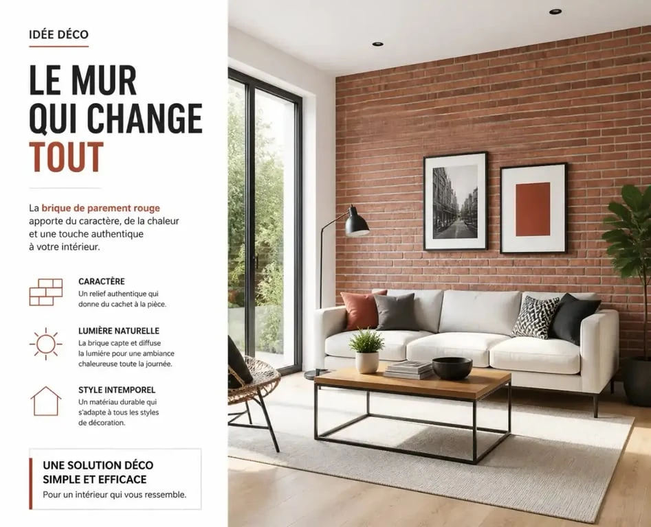 Mur intérieur en brique pour salon moderne