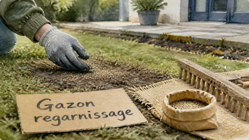 Gazon de regarnissage : 40 g/m² et 7 gestes pour réparer sans tout refaire