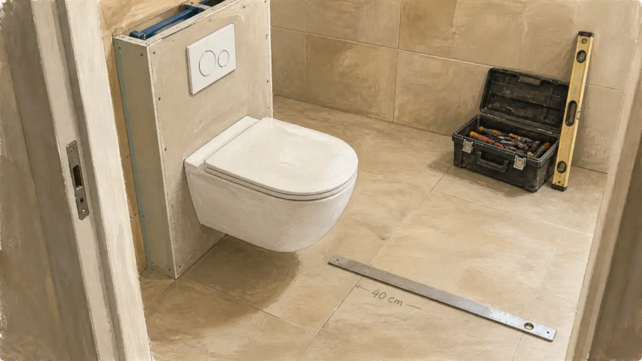 Hauteur toilette suspendu : repère 40 cm pour WC suspendu