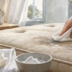 Nettoyage d un matelas taché : tache humide traitée sur matelas beige