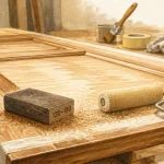 Peindre porte en bois : ponçage sans traces, rouleau laqueur et ruban de masquage