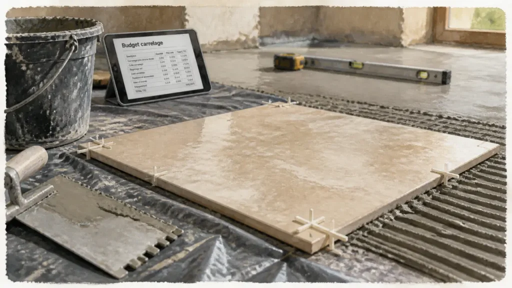 Prix de pose du carrelage au m² : 25 € à 45 € en pose seule, jusqu’à 190 € tout compris