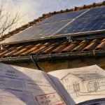 Taxe foncière et panneaux photovoltaïques : toiture avec panneaux solaires