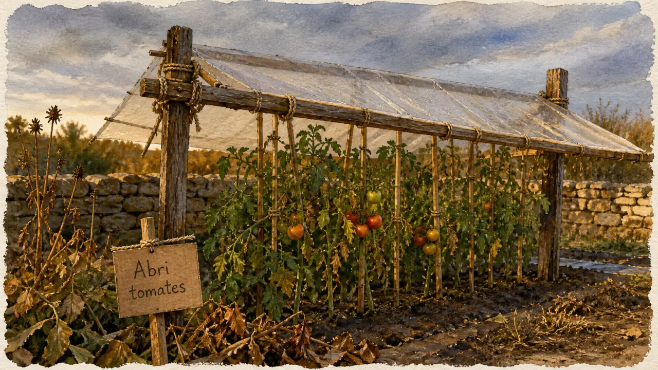 Abri tomates fait maison : toit en bâche contre le mildiou