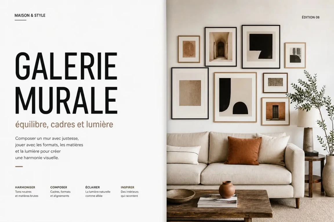 Décorer un mur blanc avec une galerie de cadres harmonieuse