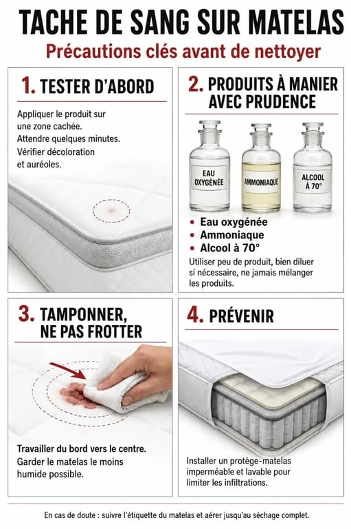 Nettoyer tache de sang sur matelas : précautions et protège-matelas imperméable