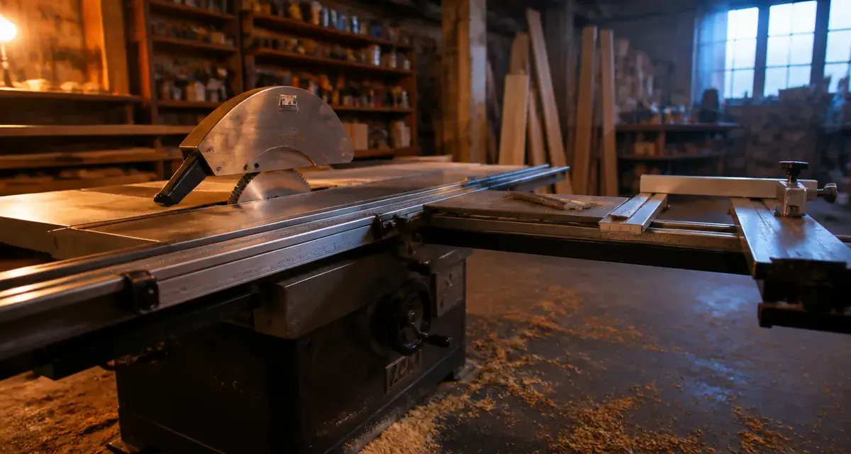 Machine pour travailler le bois : scie combinée en atelier