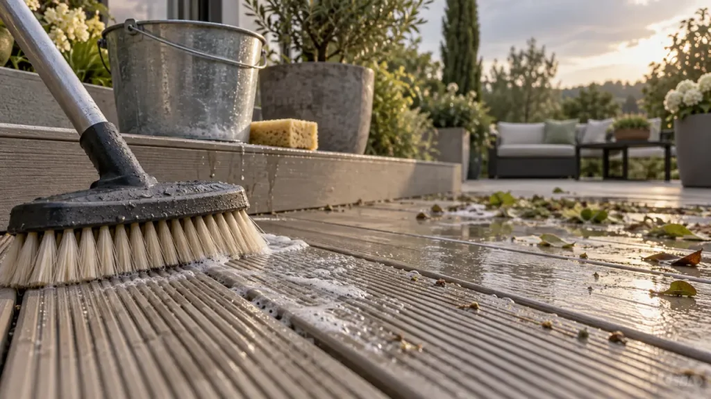 La méthode douce pour retrouver une terrasse composite propre