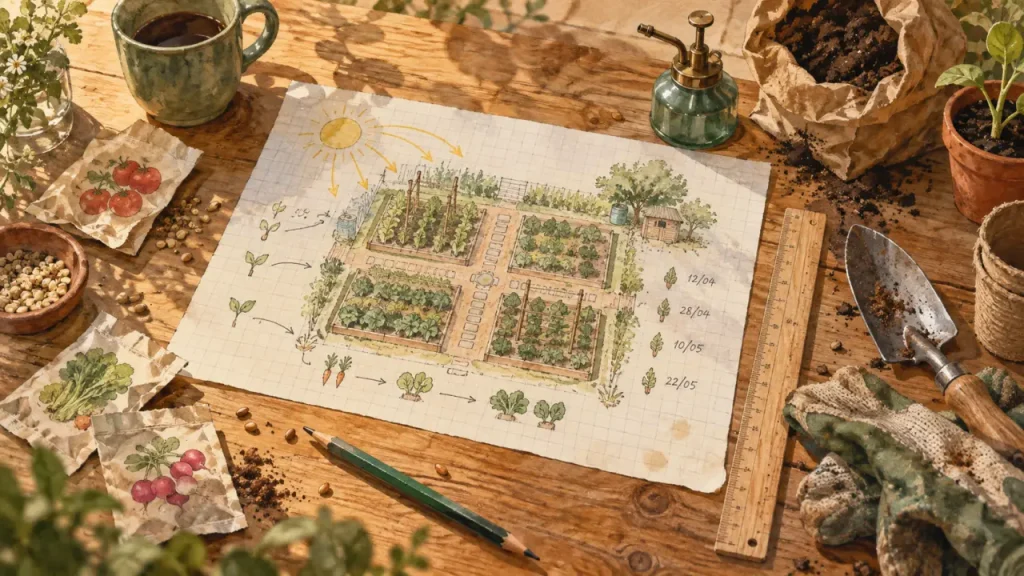 Organiser son potager : un plan simple pour répartir soleil, eau et cultures