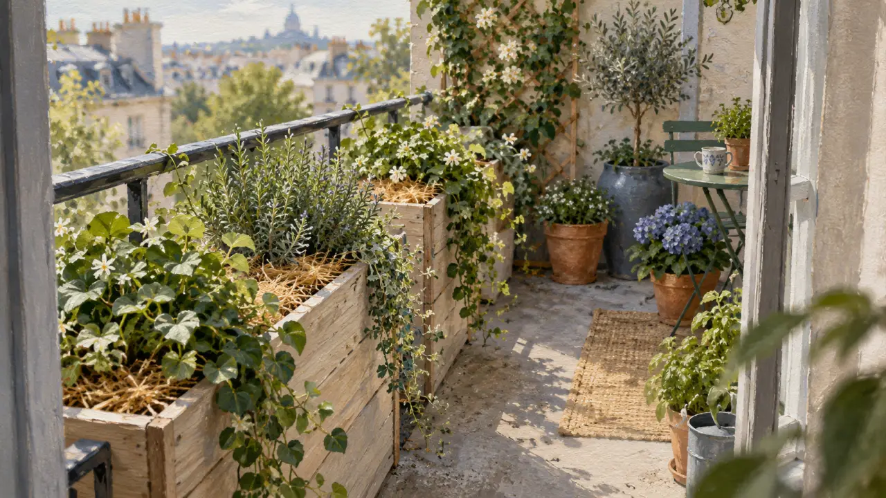 Créer un coin de verdure sur son balcon : jardinières et plantes aromatiques sur petit balcon
