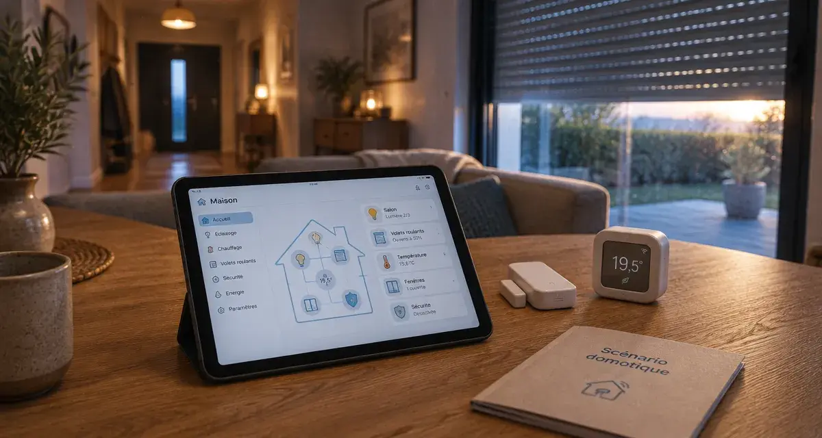 Domotique maison : thermostat et volets motorisés dans un scénario