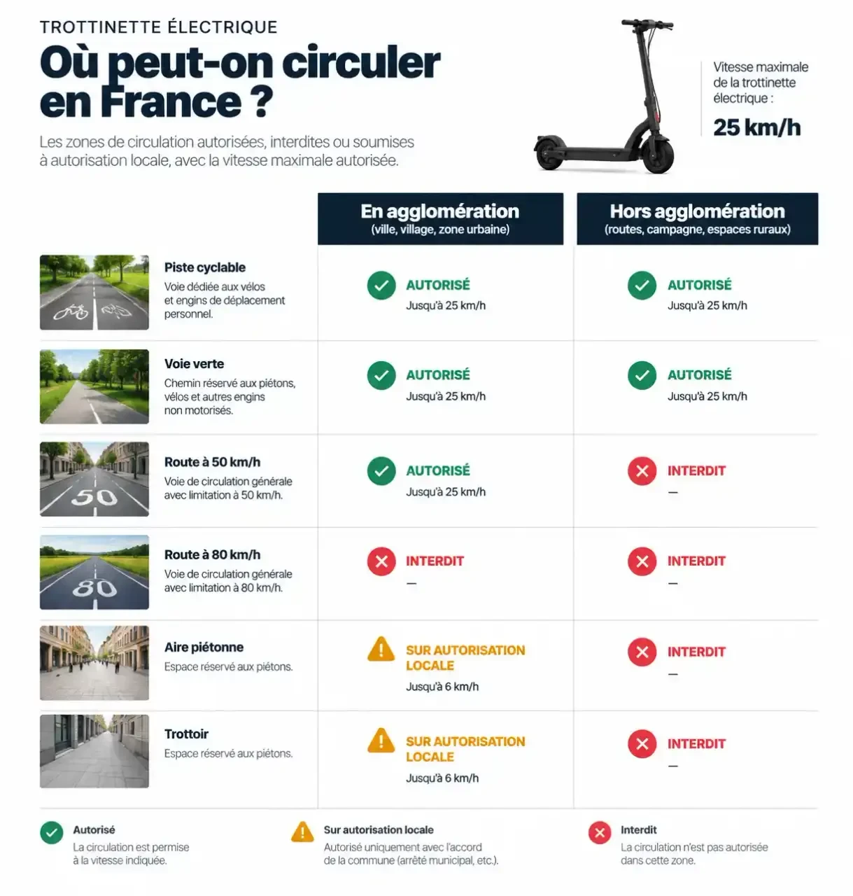 Nouvelle loi trottinette électrique 2025 : où rouler en agglomération et hors agglomération selon le type de voie