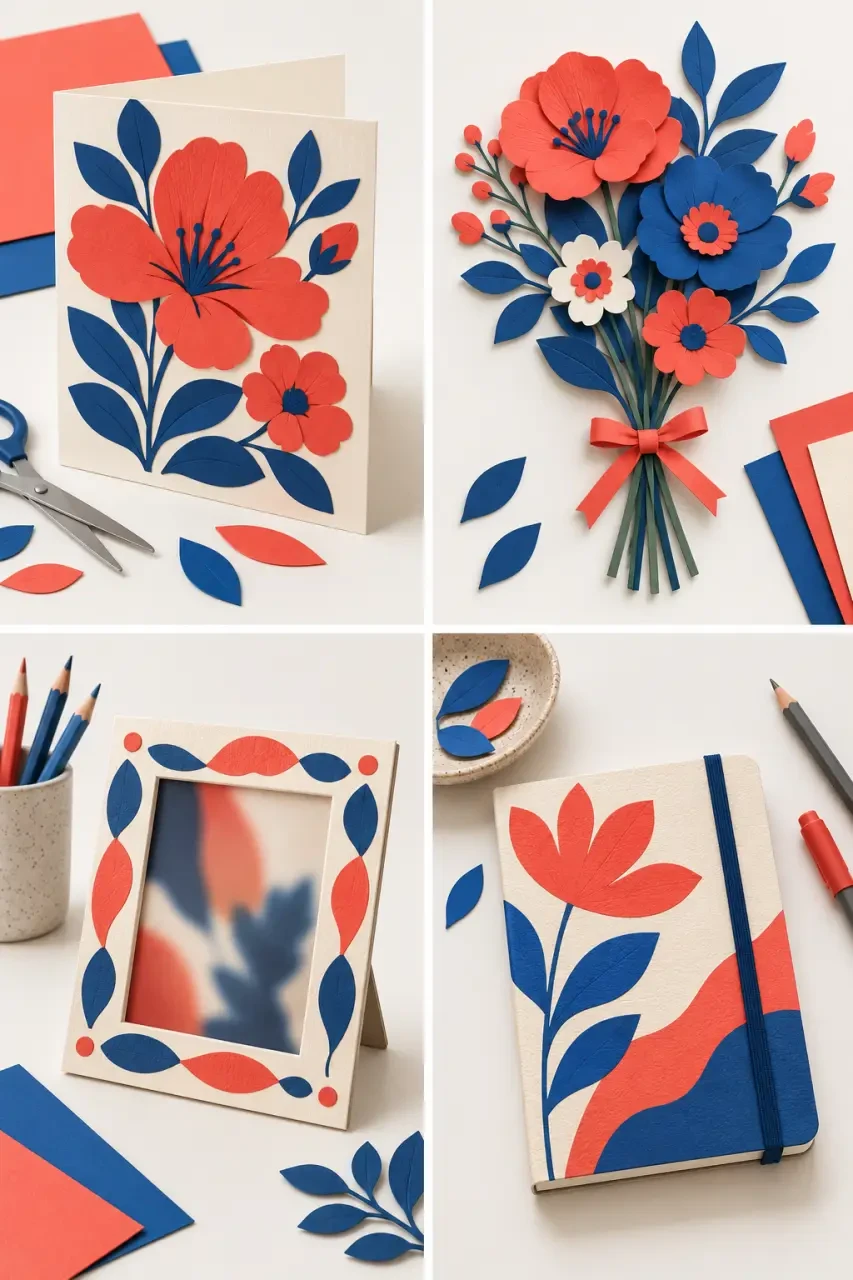 Activité manuelle pour fete des meres : carte, bouquet, cadre photo et carnet personnalisés